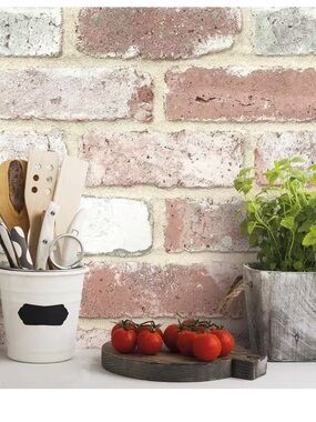 NIB Brown and grey reclaimed brick peel and stick wallpaper by RoomMates Décor
